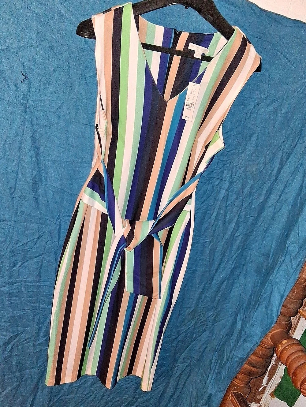 New York & Company White in Blue & Green Dress74.95 Size Medium NWT